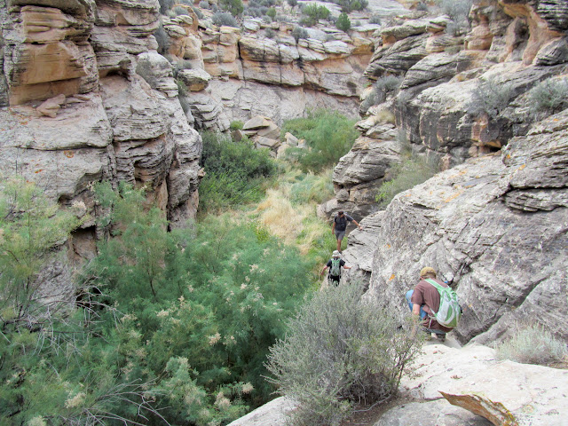 Climbing back down into the canyon