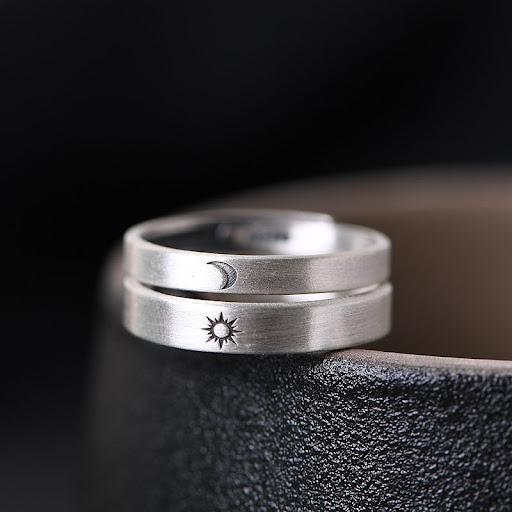 Title 3, Girlfriends Style Sun Moon Silver Jewelry Ring,...