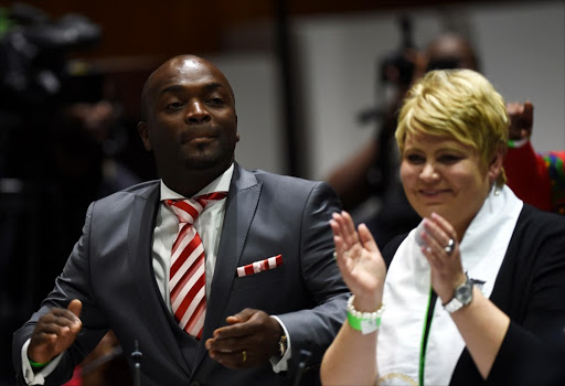 City of Tshwane mayor Solly Msimanga with Marietha Aucamp.