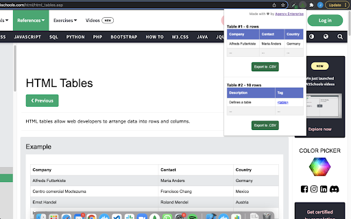 Table Extractor - Download any Table as a CSV