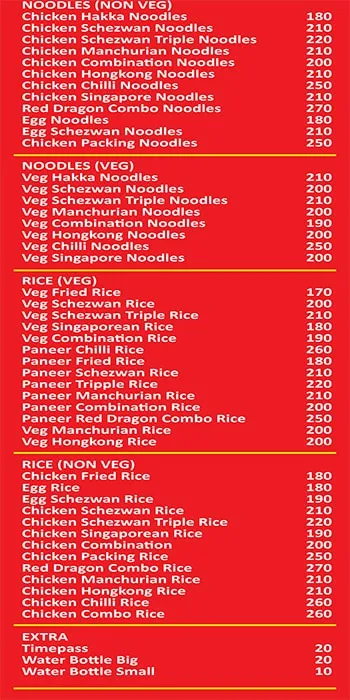 Red Dragon Chinese Corner menu 