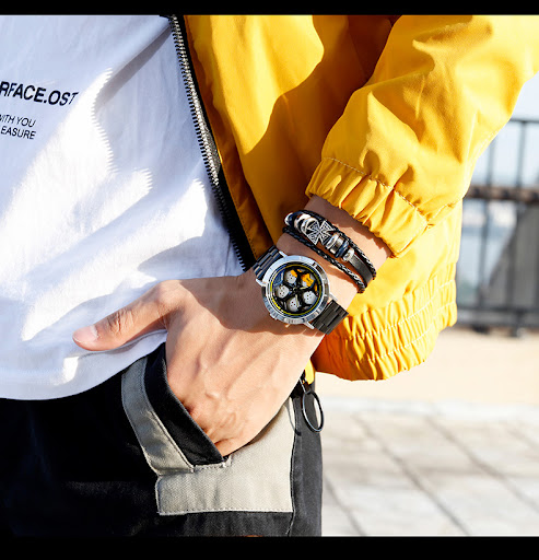 Title 8, Dial Wormhole rotating waterproof mens watch w...