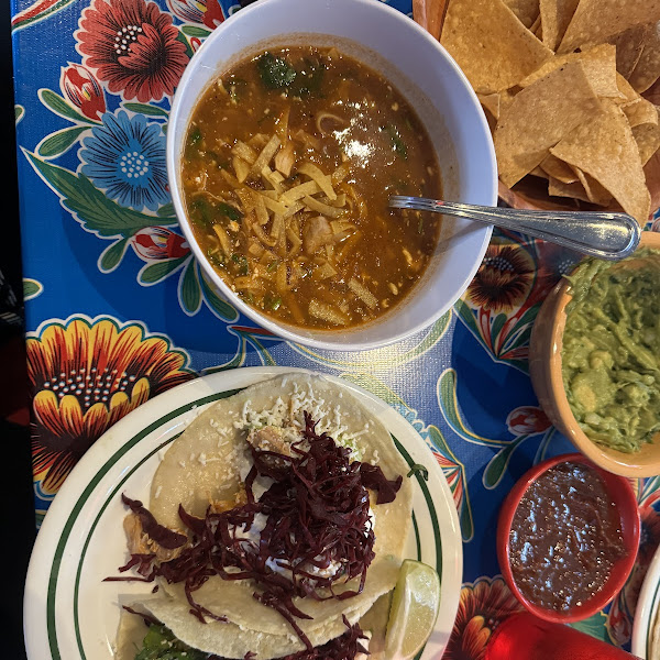 Lunch special- tortilla soup and Tinga tacos