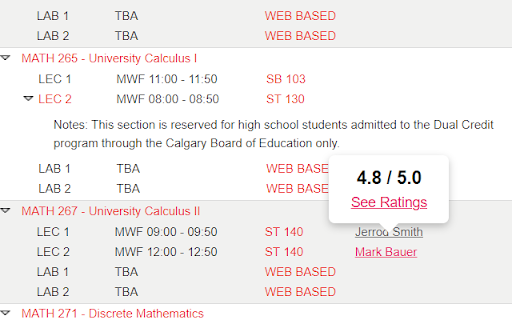 UCalgary Rate My Prof