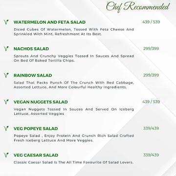 Veg Salad Company menu 