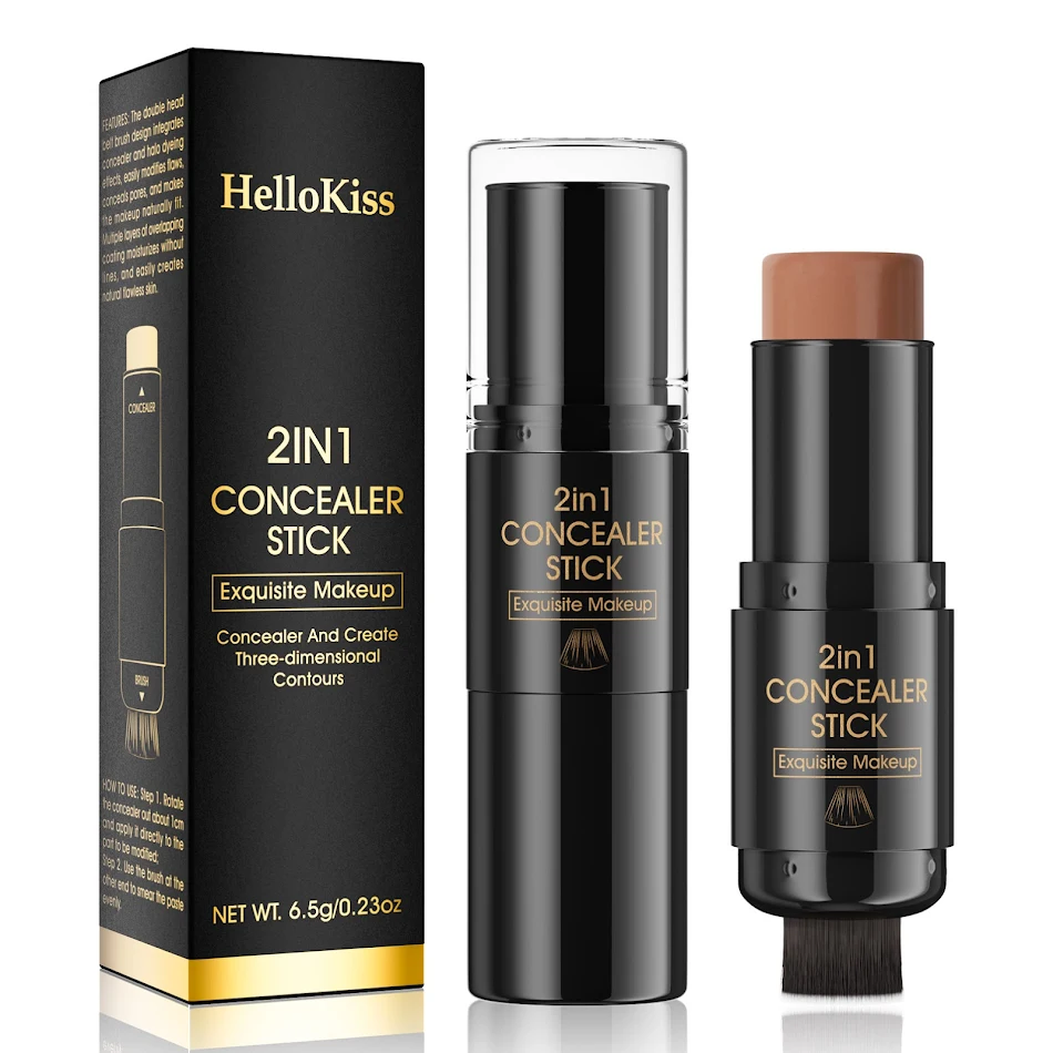 Dubbele Contour Stick met Penseel, Blush & Highlighter in 1, Definiëren en Highlighten, Eenvoudig aan te brengen