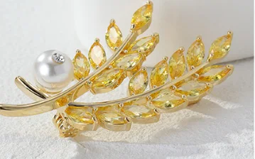 Title 2, Hoogwaardige bladparel broche voor dames Elegan...