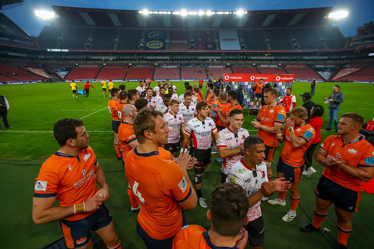 Edinburgh clap as the Lions leave the field after the United Rugby Championship match at Ellis Park on April 2 2022.