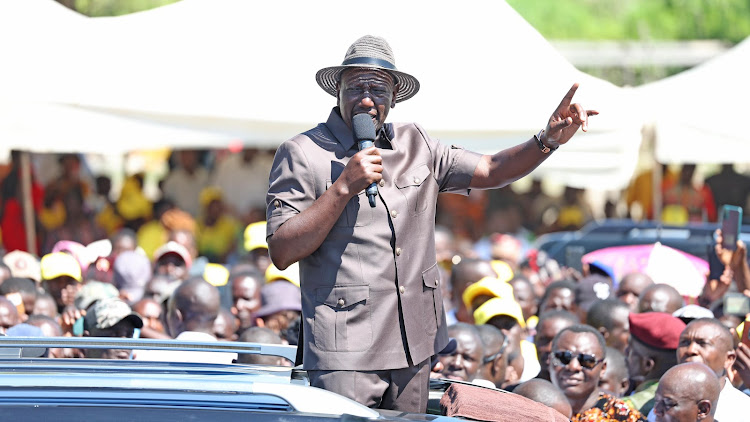 President William Ruto addressing Homa Bay residents on October 7,2023