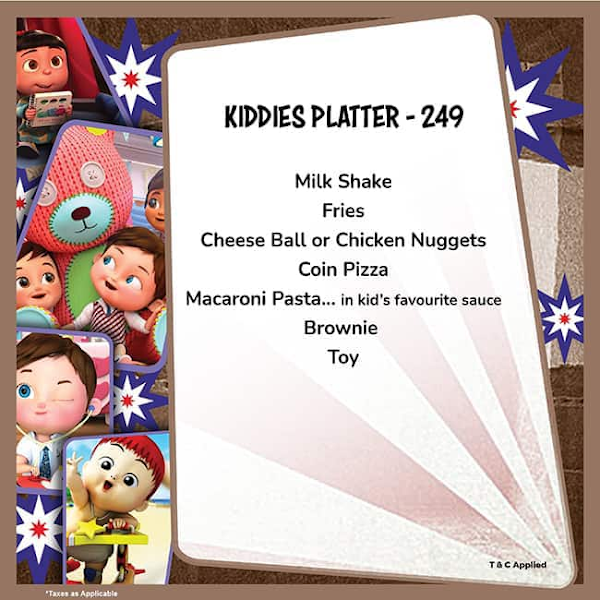 Pop Tate's menu 