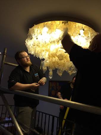 Installation of 6 Meter chandelier in Kingswood Surrey album cover