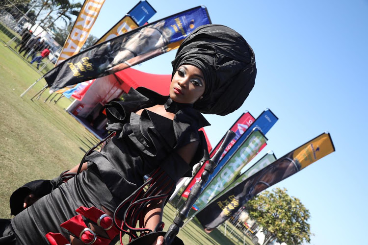 A model at the Durban July on July 6 2019. A threat by a union to disrupt the horseracing event did not materialise on Saturday.