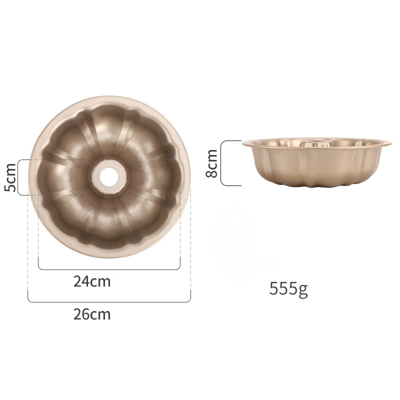 Moule à gâteau antiadhésif en acier au carbone robuste, cannelé et rond. Parfait pour bundt cakes et gâteaux. Cuisson facile garantie.