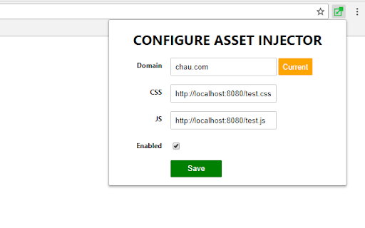 Asset injector Google Chrome extension