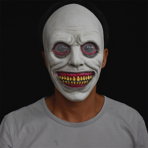 Title 2, Halloween Scary White Eyed Demon Mask. Create t...