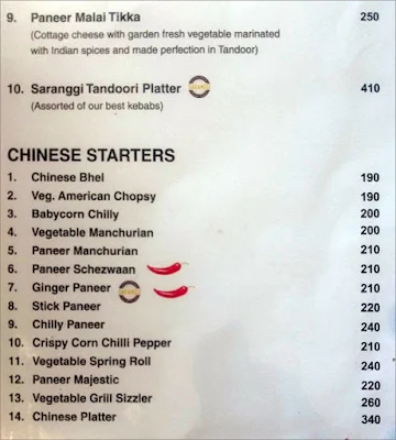 Saranggi Vegetarian Restaurant menu 