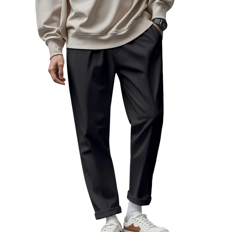 Heren losse, comfortabele, sneldrogende broek met tailleband. Casual zakelijke broek in effen kleur, ideaal voor werk en vrije tijd.