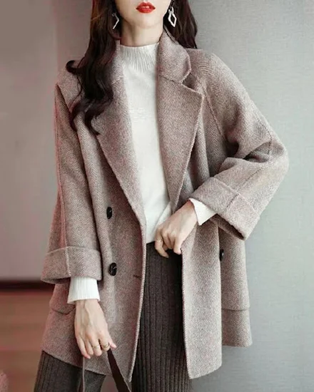 Ladies Outwear Clothes Elegant Women's Woolen Jacket with... - 1