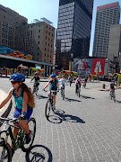 Pedalling through Johannesburg on Workers' Day.
