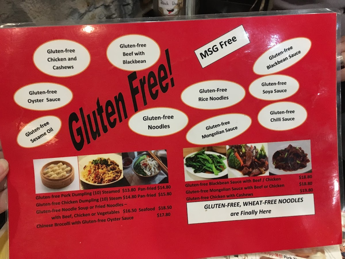 RoboMao (Mao Please) gluten-free menu