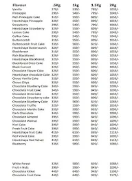 All Time Cake menu 1