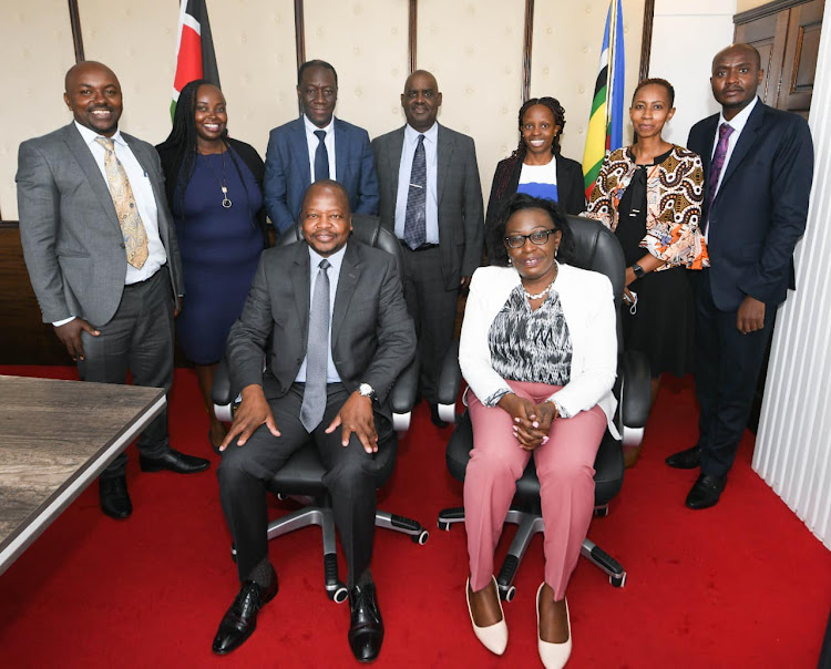 Health CS Mutahi Kagwe with the National Cancer Taskforce at his Afya House office