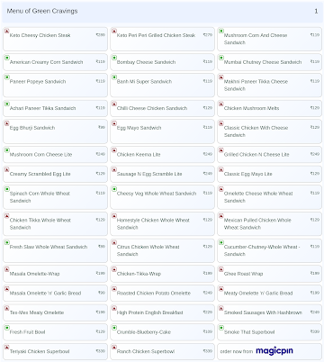 Green Cravings menu 