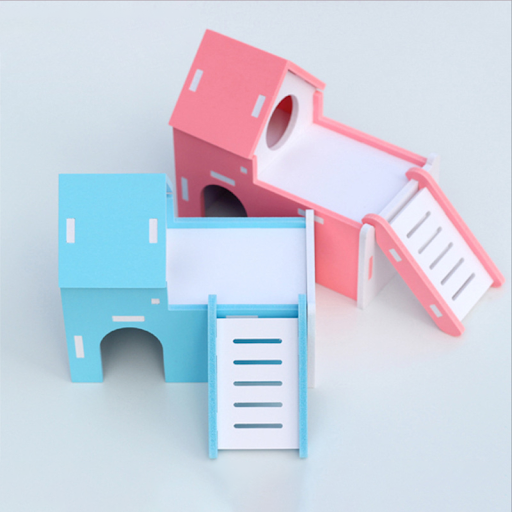 Inclined roof double layer Hamster Toys Wooden Rainbow Bridge Seesaw Swing Toys Small Animal Activity Climb Toy Hamster