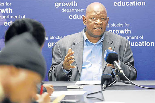 Education MEC, Mandla Makupula addressing the media at the East London Education Leadership Institute yesterday. Picture: SIBONGILE NGALWA