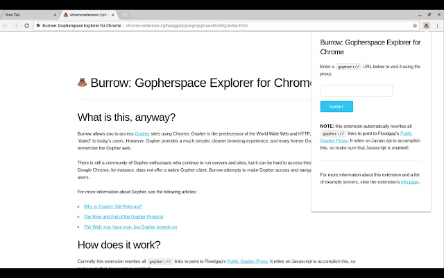 Burrow: Gopherspace Explorer for Chrome chrome extension