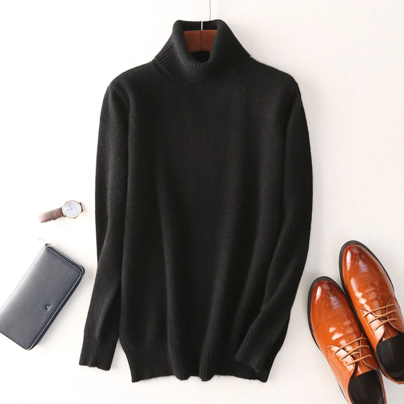 Suéter masculino de cashmere com gola alta para outono inverno. Conforto e elegância. Ideal para os dias frios, mantendo você aquecido e estiloso.