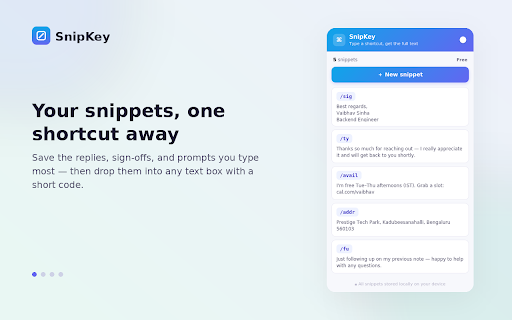 SnipKey — Text Expander & Snippets screenshot 1