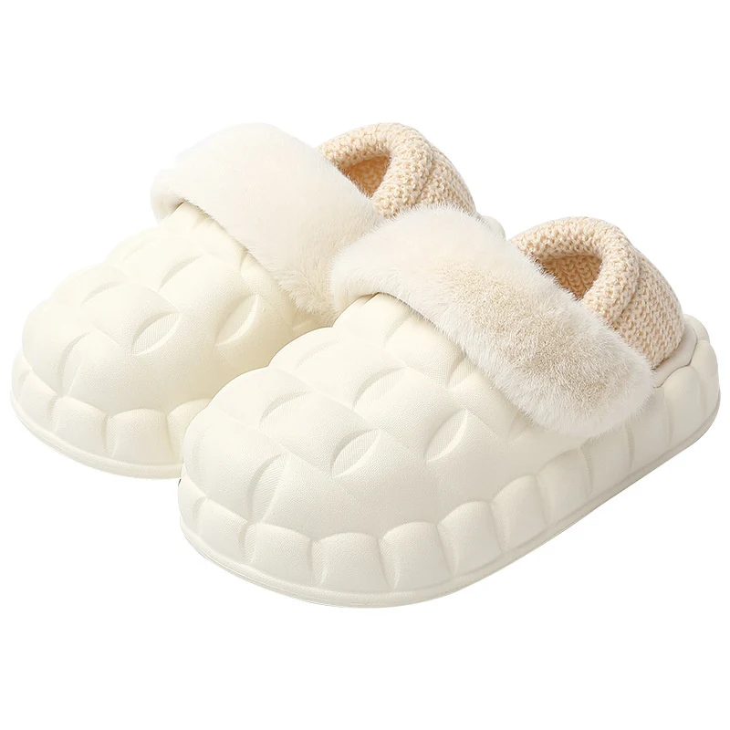 Chinelos de algodão removíveis e laváveis femininos outono inverno com calcanhar de bolsa, macios e quentes para uso doméstico.