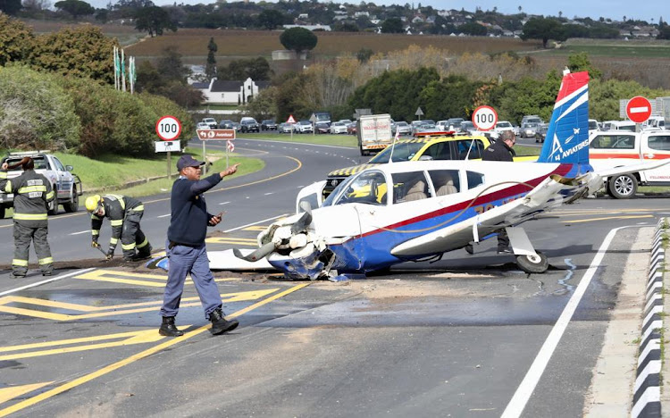 A light aircraft made an emergency landing on the R44, Stellenbosch, outside Cape Town on June 1.