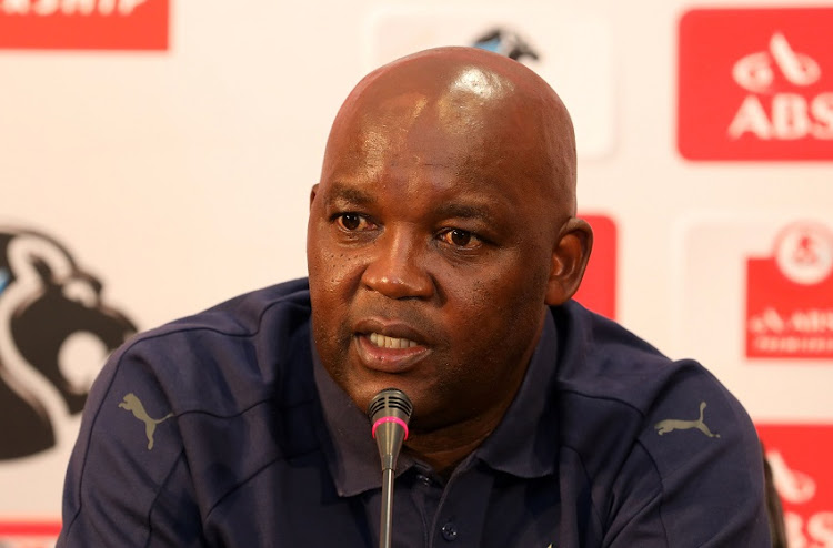 Pitso Mosimane, coach of Mamelodi Sundowns during the Absa Premiership 2017/18 Coach and Player of the Month Announcement at PSL Offices, Johannesburg on 09 May 2018.