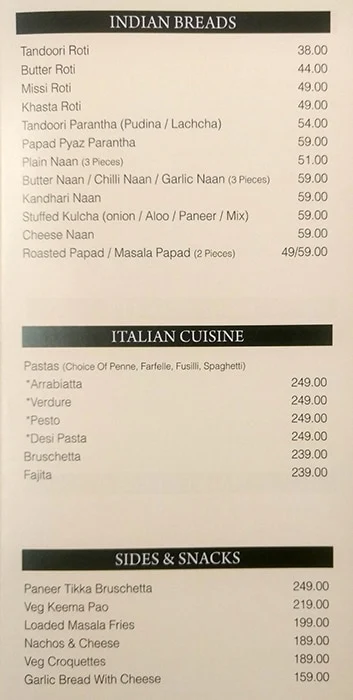 Maini's Green Leaf menu 