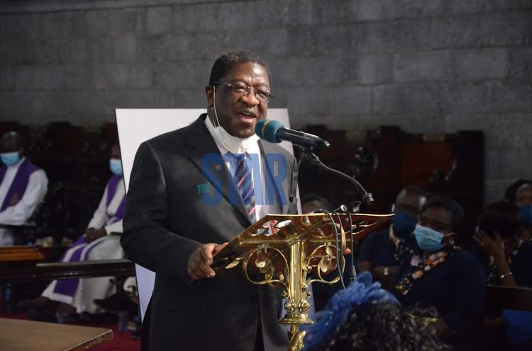 Busia Senator Amos Wako during the memorial service at St Stephens Church, Nairobi on December 3, 2020.