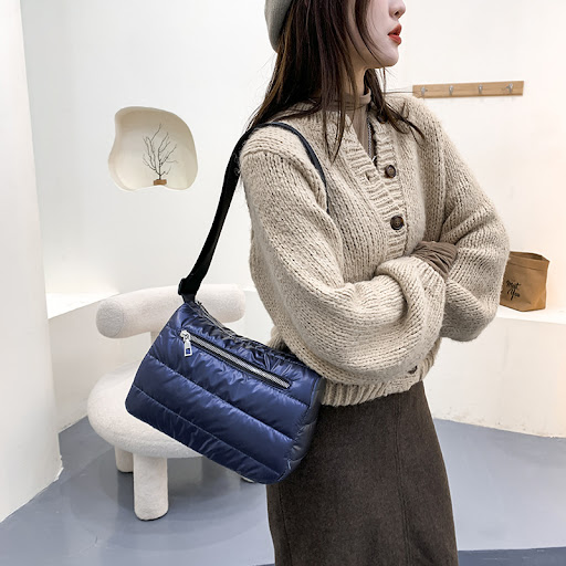 Title 2, Simple Small Square Bag With Solid Color Stitch...