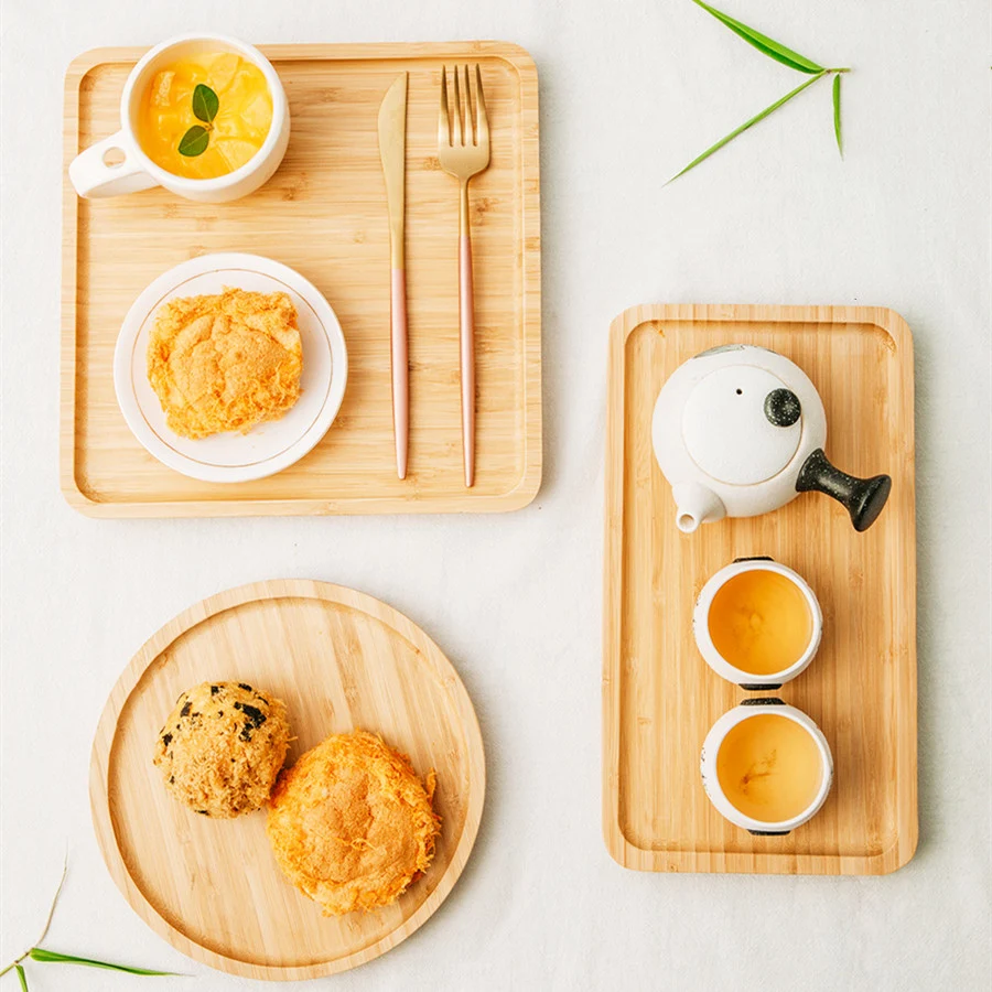 Bamboo and Wooden Tray for Tea Cups and Barbecue. Serve beverages and food with style. A versatile tray perfect for indo