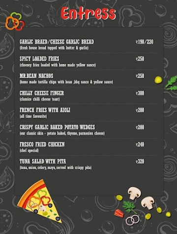 The Fresco Pizza menu 