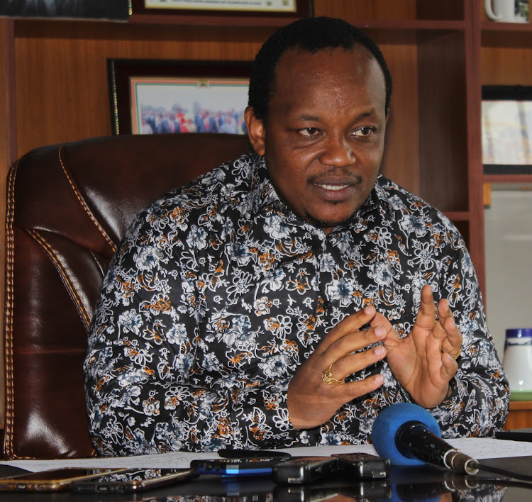 Nyeri Town MP Ngunjiri Wambugu addresses the media in his office in Nyeri town on Monday, June 15, 2020.