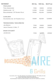 Aire Skybar & Grills - Crowne Plaza menu 1