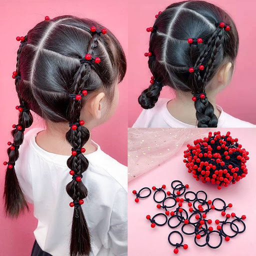 Title 6, Baby Red Bead Hair Tie Gentle and safe for deli...