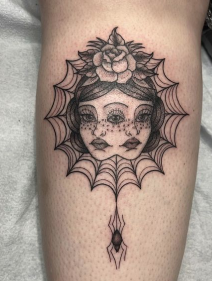 Double Face Spider Web Tattoo