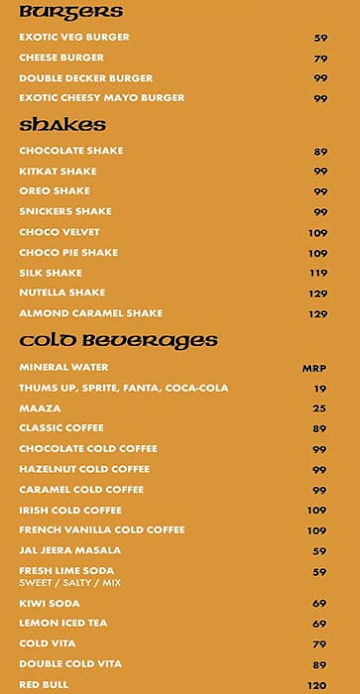 Cafe De Bliss menu 