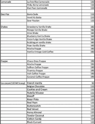 Faloodah menu 