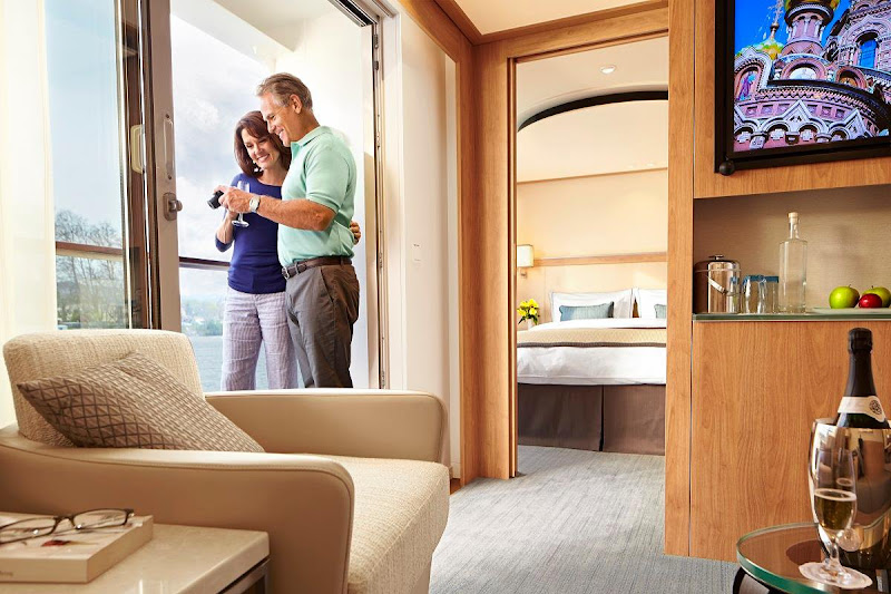 A Veranda Stateroom on your Viking Longship features hotel-style beds, a private bathroom, roomy closets and storage space, and amenities like flat-panel TVs and premium bath products.