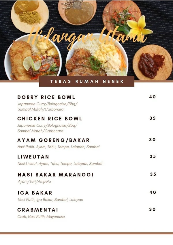 Teras Rumah Nenek menu 