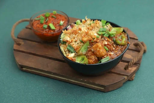 Chilli Paneer (5), Veg Burnt Garlic Rice or Noodles Bowl