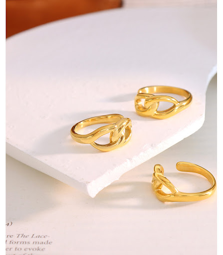 Title 3, Geometric Stitching Ring Female Titanium Steel ...